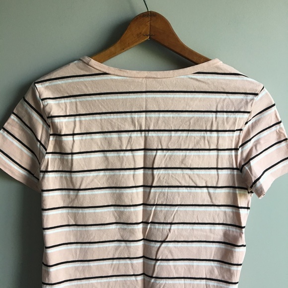 ⚪ H&M Divided pink striped cotton blend scoop neck tee - Picture 10 of 11